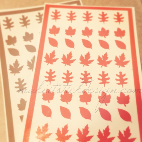 Fall Leaves Nail Decals / Stickers Set of 40 YOU PICK COLOR- Nail Vinyls