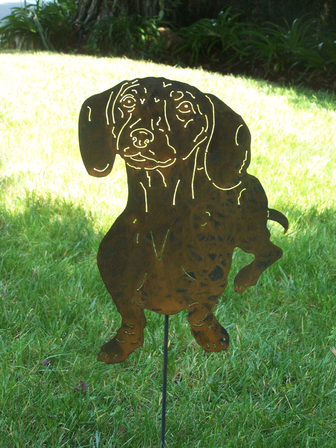 Dachshund garden stake pet memorial gift Metal yard art