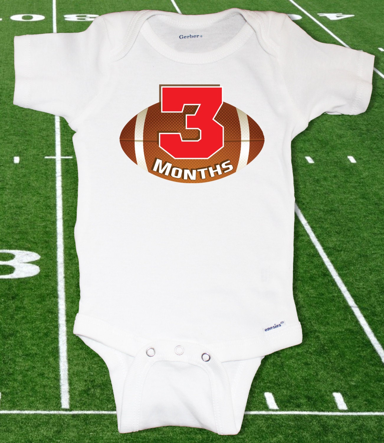 Football Sports Monthly Baby Onesie Set 12 by peanutandtheowl