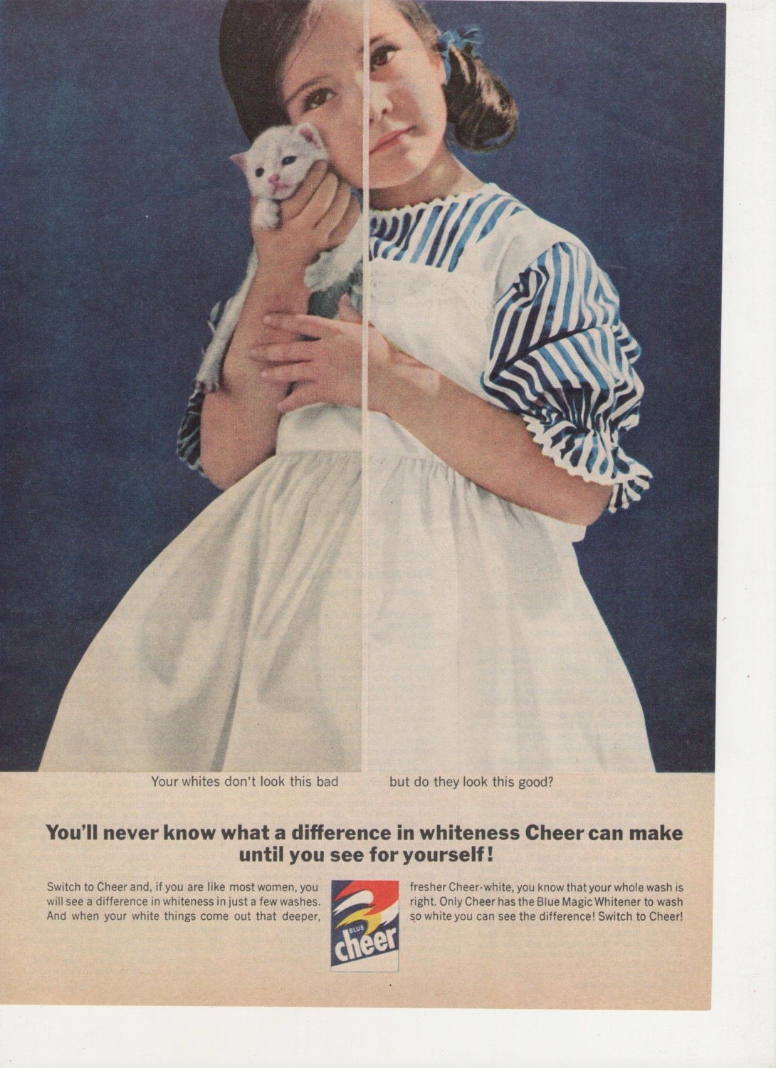 1962 Werbung Blue Cheer Wäscheservice Waschmittel 60er Jahre