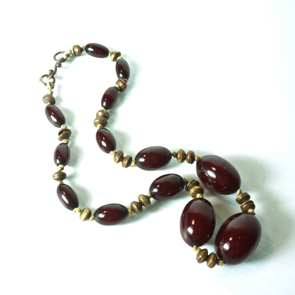 VINTAGE CHERRY BAKELITE bead necklace. circa 1920 by PartsForYou