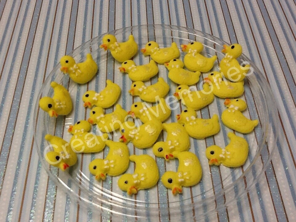 24 Mini Rubber Ducks Edible Cupcake Toppers Cookies Or Cake