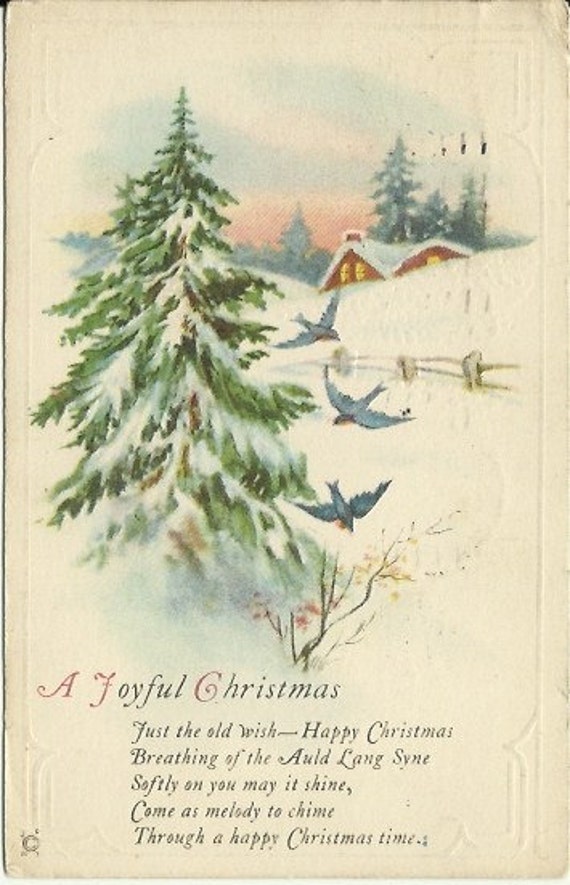 Antique Christmas Postcard 1922 A Joyful