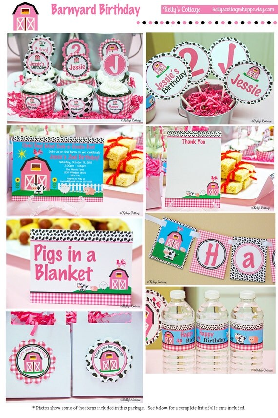 Barnyard Birthday Party Mini Package...Custom, Printable DIY Package Il_570xn