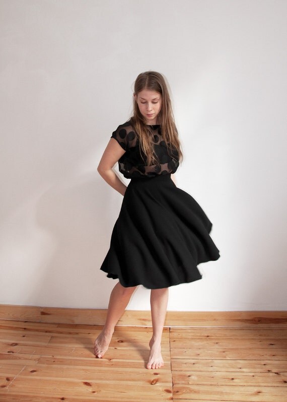 black knee length circle skirt