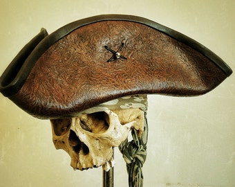 Real Leather Pirate Tricorn Hat by pirateswife on Etsy