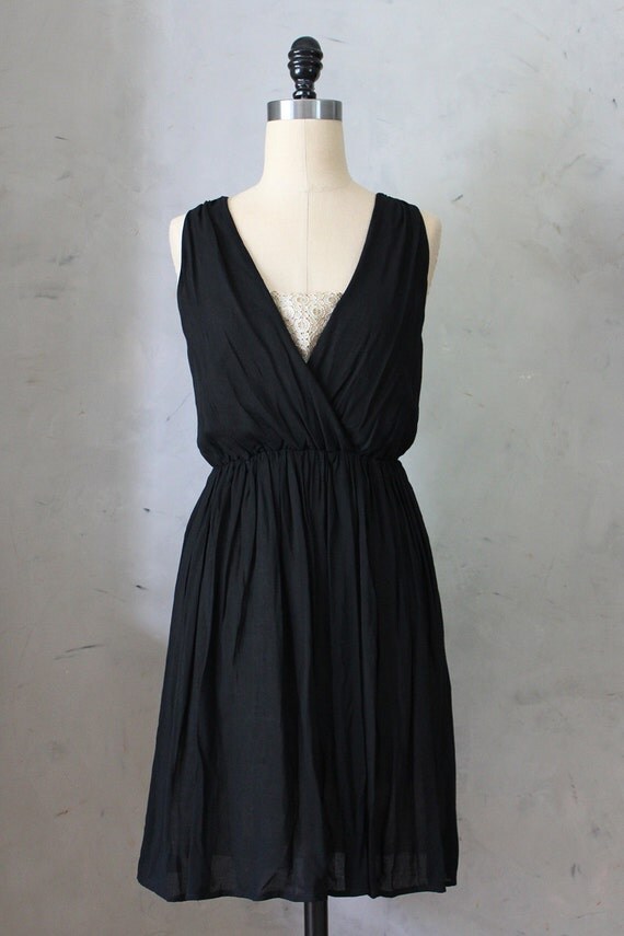 50% OFF SALE Magnolia Black - Little black dress inset panel  V neck ...