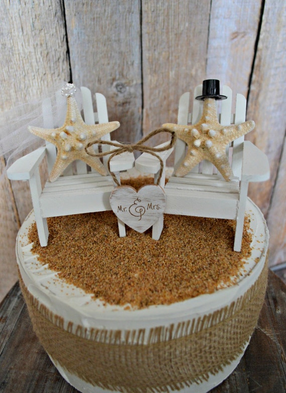 Starfish-Adirondack chair-wedding cake topper-beach