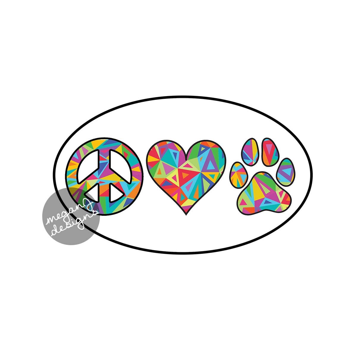 Download Peace Love Paw Decal Dog Paw Print Heart Vinyl Bumper