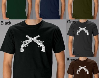 Men's T-shirt - Crossed Pistols - Created Using Commonly Used Names to Describe an Outlaw