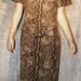 Dress Knit Maxi Snake Print Brown Black Tan w Gold Shimmer Drop Belt Sz XL
