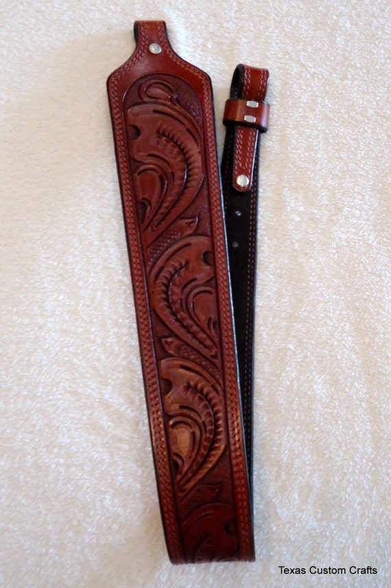 IN STOCK Handmade Leather Rifle Sling With Padded Shoulder