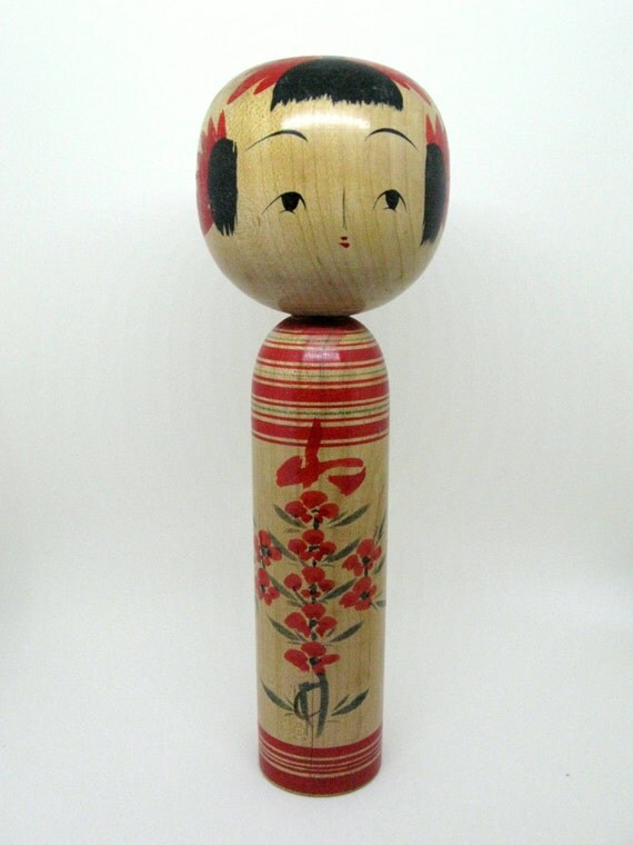 Items similar to Vintage Kokeshi Doll, Hand painted Japanese Kokeshi on