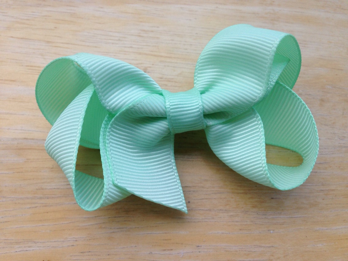 Pastel green hair bow hair bows girls bows baby bows