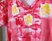 Short Sleeve Dress - Woman Dress Plus - Plussize Coverup - V Neck Dress - Beach Dress - Hand Painted Dress - Hawaii Clothes - Cotton Dress Short Sleeve Dress - Woman Dress Plus - Plussize Coverup - V Neck Dress - Beach Dress - Hand Painted Dress - Hawaii Clothes - Cotton Dress