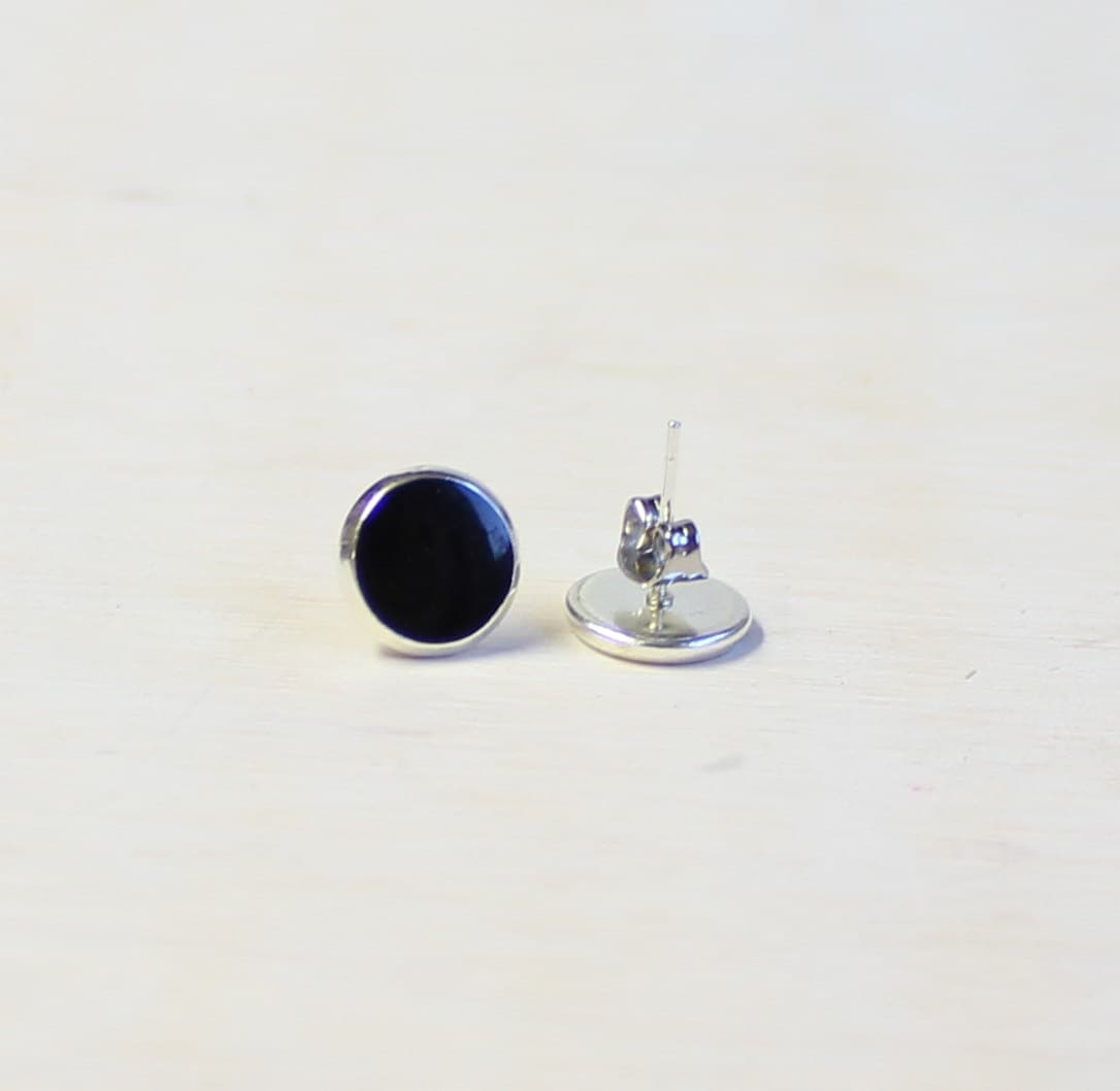 Tiny earring studs black stud earrings by agatechristina on Etsy