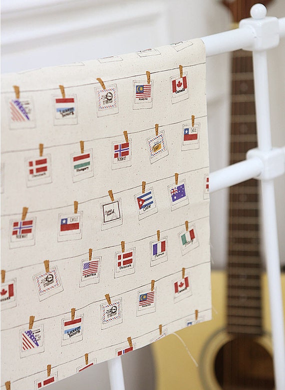 Cotton Fabric World Flags By the Yard 49714