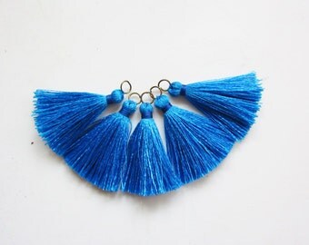 Sapphire Silk Tassels Long Decorative Silky Tassles Jewelry Making Tassels Wholesale Jewelry & Tassel Craft Supplies 5 Tassels Size 2"