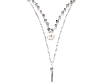 Sterling Silver Version As Seen On The Vampire Diaries - Labradorite Stacking Necklace Vampire Diaries Necklace Elena Necklace TVD