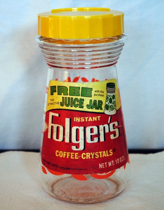 Juice Jar Folgers Coffee Jar with Original by DaughterOfBetty