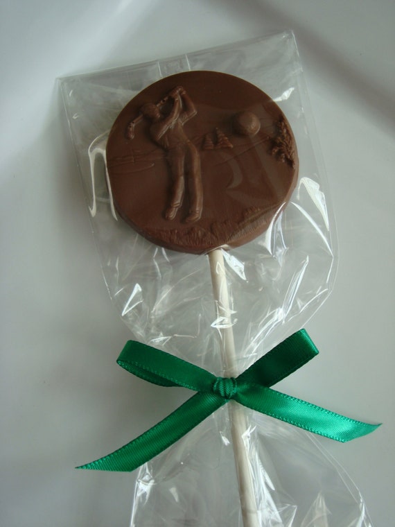 Items similar to 12 Chocolate Golfer Lollipops Candy Golf Course Ball