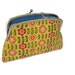 Yellow flower coin purse made with twin section metal wallet frame - orange floral, turquoise