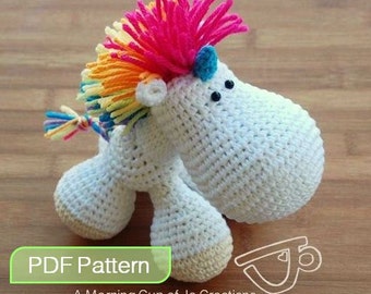 Amigurumi Crochet PDF Pattern - Hugo the Baby Unicorn (Instant Download)