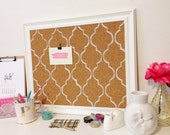 Memo / Cork / Bulletin Board / White Mediterranean Tile Pattern / Framed Memo / Cork / Bulletin Board / White Mediterranean Tile Pattern / Framed