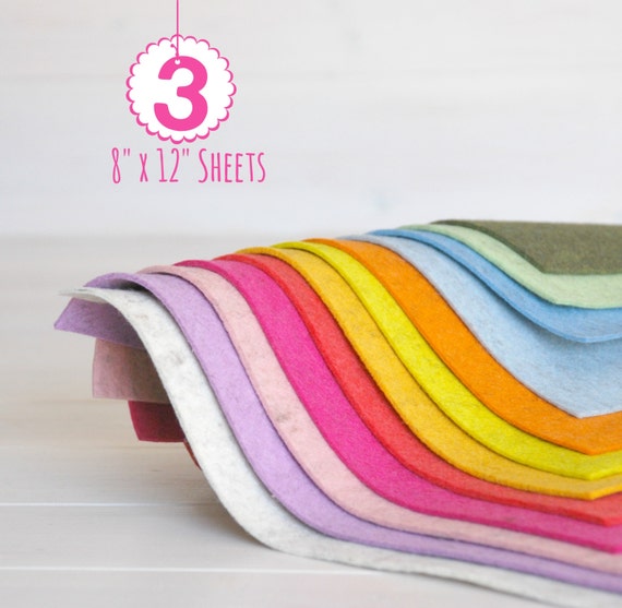Thick Wool Felt Heather Wool Felt Sheets Mix and Match 3 Wool Felt