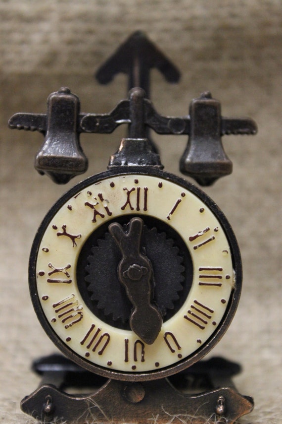 Miniature Brass Clocks Dresser and Typewriter Set