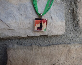 True Love Anastasia and Dimitri Glass Pendant and Ribbon Necklace