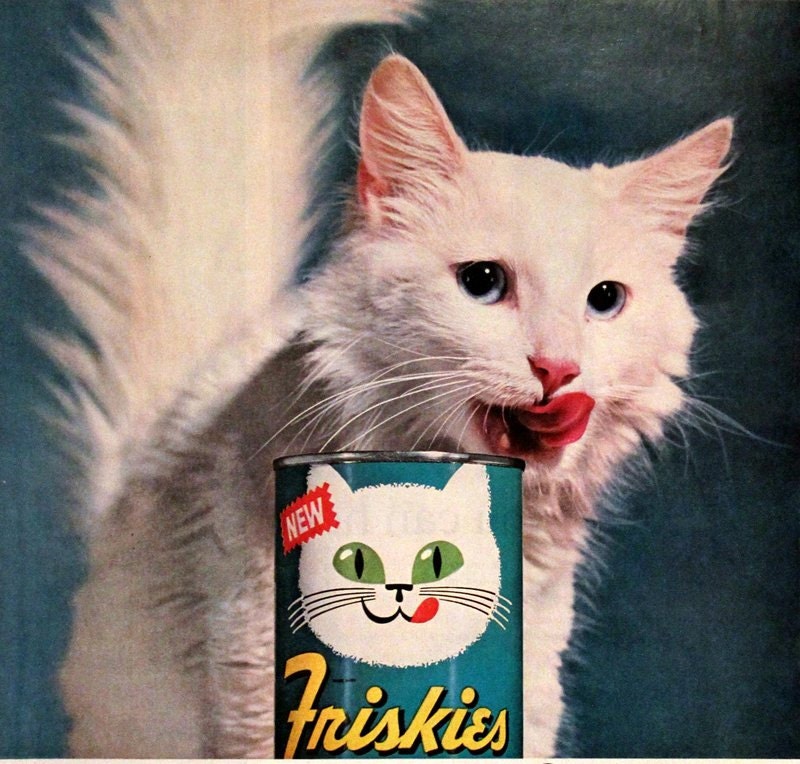 Friskies Cat Food Ad Retro Vintage Pet Advertising Kitchen