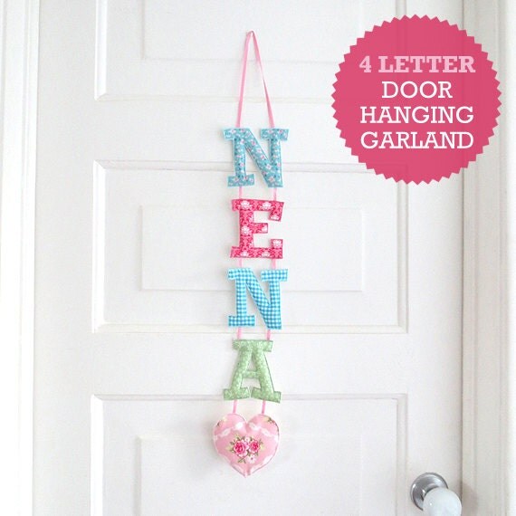 Customized Handmade Fabric Door Hanging Garland - 4 Letter Name Il_570xn