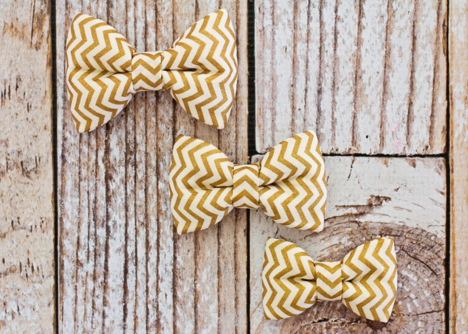 Boy Bow Tie with Elastic Gold Chevron Baby Toddler Boy