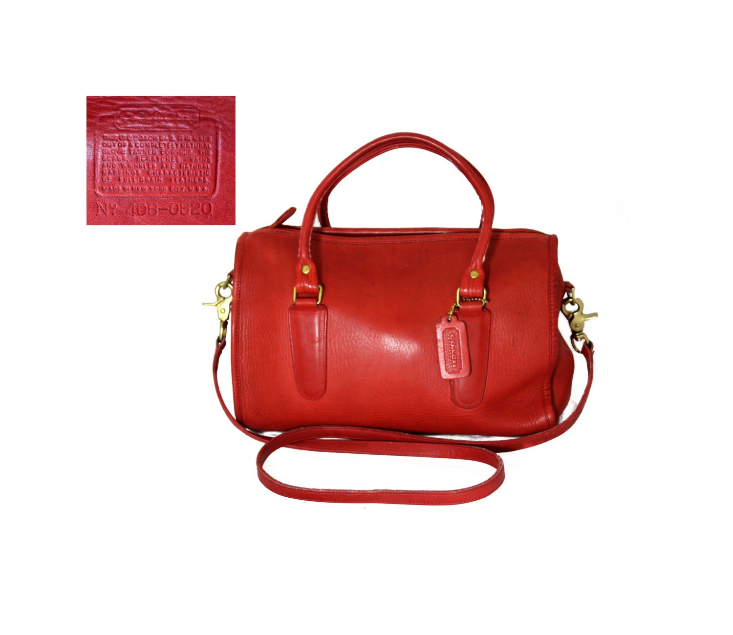 COACH Red Speedy Bag / Boston Bag / Doctors Bag NYC with Strap