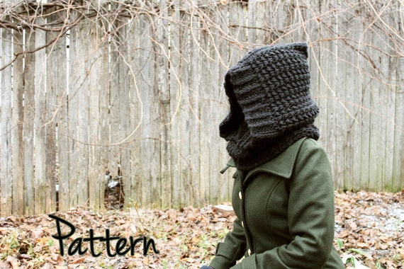 Crochet Pattern Hood Cowl Womens Woman Winter Textured  PDF Tutorial Download Comfy Teen