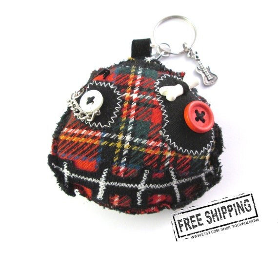Punk Voodoo charm voodoo doll keychain tartan bag charm