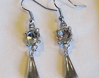 Faux Crystal and Silver Earrings