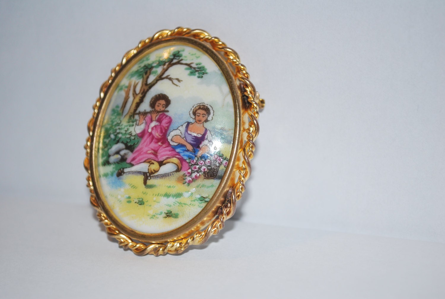 Brooch Limoges Porcelain Cameo 1930 by BettyseVintage on Etsy