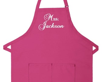 Monogrammed MRS. APRON for the New Bride - Custom Embroidery - Perfect Gift for the Bride - Bridal Shower Gift - Hostess Gift