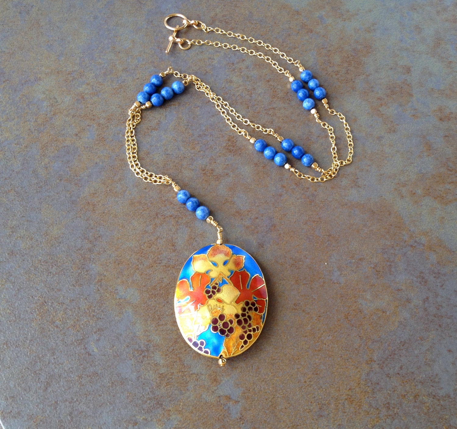 Cloisonne Necklace Chinese Jewelry Cloisonne Pendant Asian