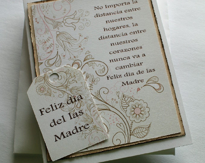 Spanish Mothers Day Card /Feliz Dia De las Madre con diseno Floral / Papeleria /Etiqueta Gratis