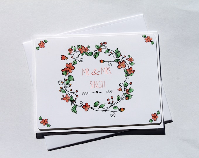 Five Persnalized Cards/ Handmade Floral Stationary Cards/Set of Cards