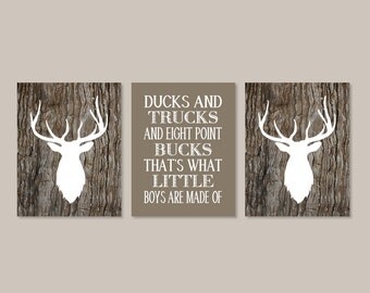 Baby Boy Nursery Decor Deer Antler Rustic Nursery Country Nursery Quote Set of 3 Prints Or Canvas Boy Playroom Boy Bathroom Camo Bedroom