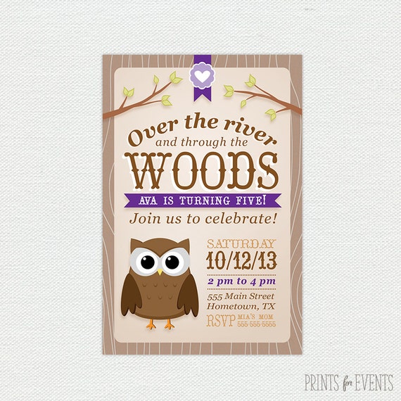 Woodland Owl Birthday Invitation - Woodland Birthday Party - First Birthday Il_570xn