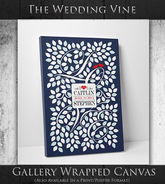 Wedding Guest Book Poster - Modern Wedding Guestbook - Unique Guest Book 100-300 Guest Sign In - Canvas or Print - 20x30 Inches by WeddingTreePrints