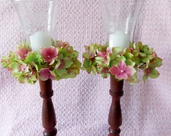 Horse Drawn Sleigh - Two Etched Glass Globes for Votive Candles - Insert into Candleholder