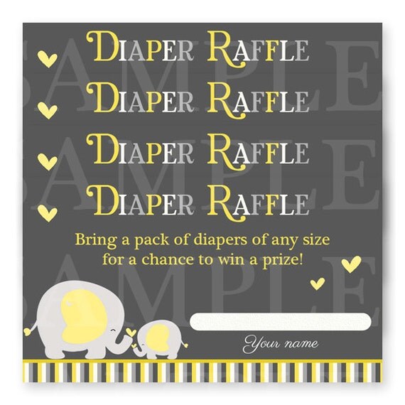 Elephant diaper raffle elephant baby shower by MySweetLittleOwl