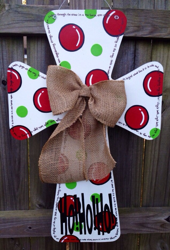 Christmas Wooden Cross Door Hanger