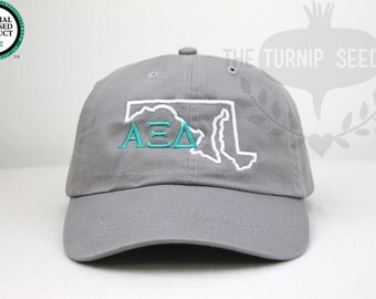 Alpha Xi Delta Sorority Baseball Cap - U.S. State Custom Hat and Embroidery.